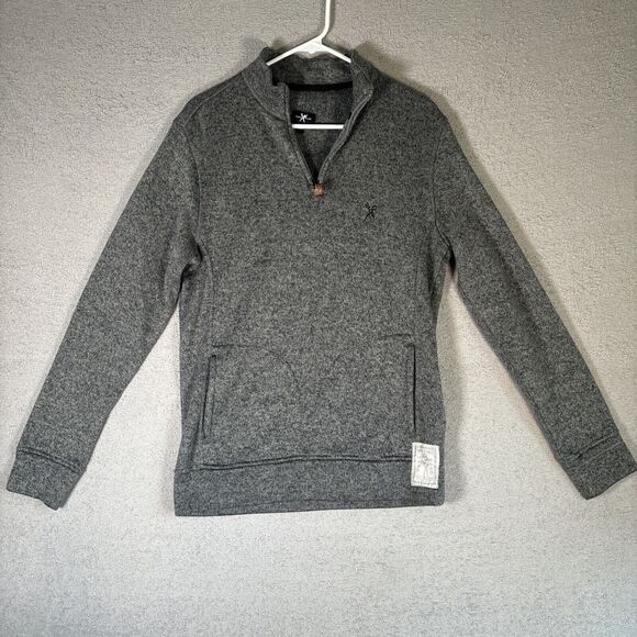 Marc Ecko Quarter Zip Sweater Men’s Size Medium Heather Gray Pullover - Picture 1 of 12